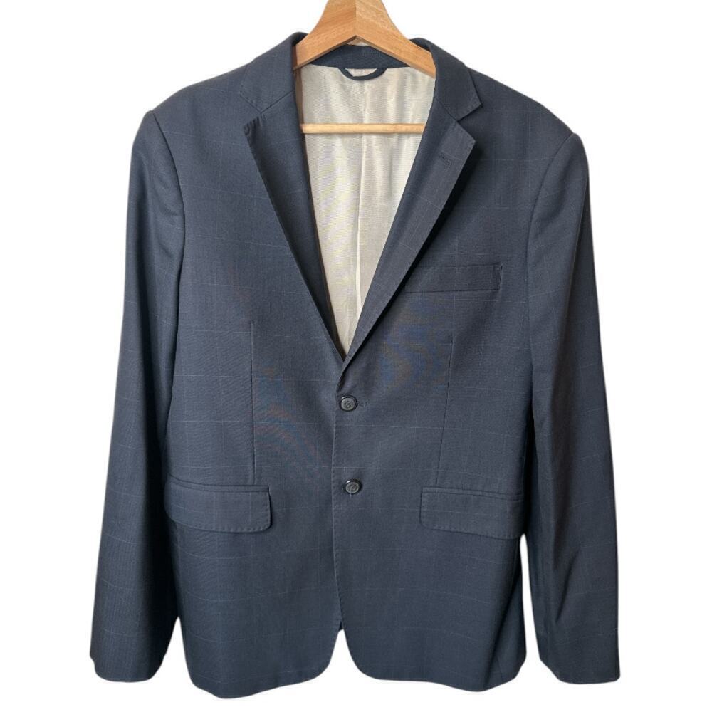 Alton Lane Black Label Navy Plaid 2 Button Suit Jacket Blazer Men's Size 36R